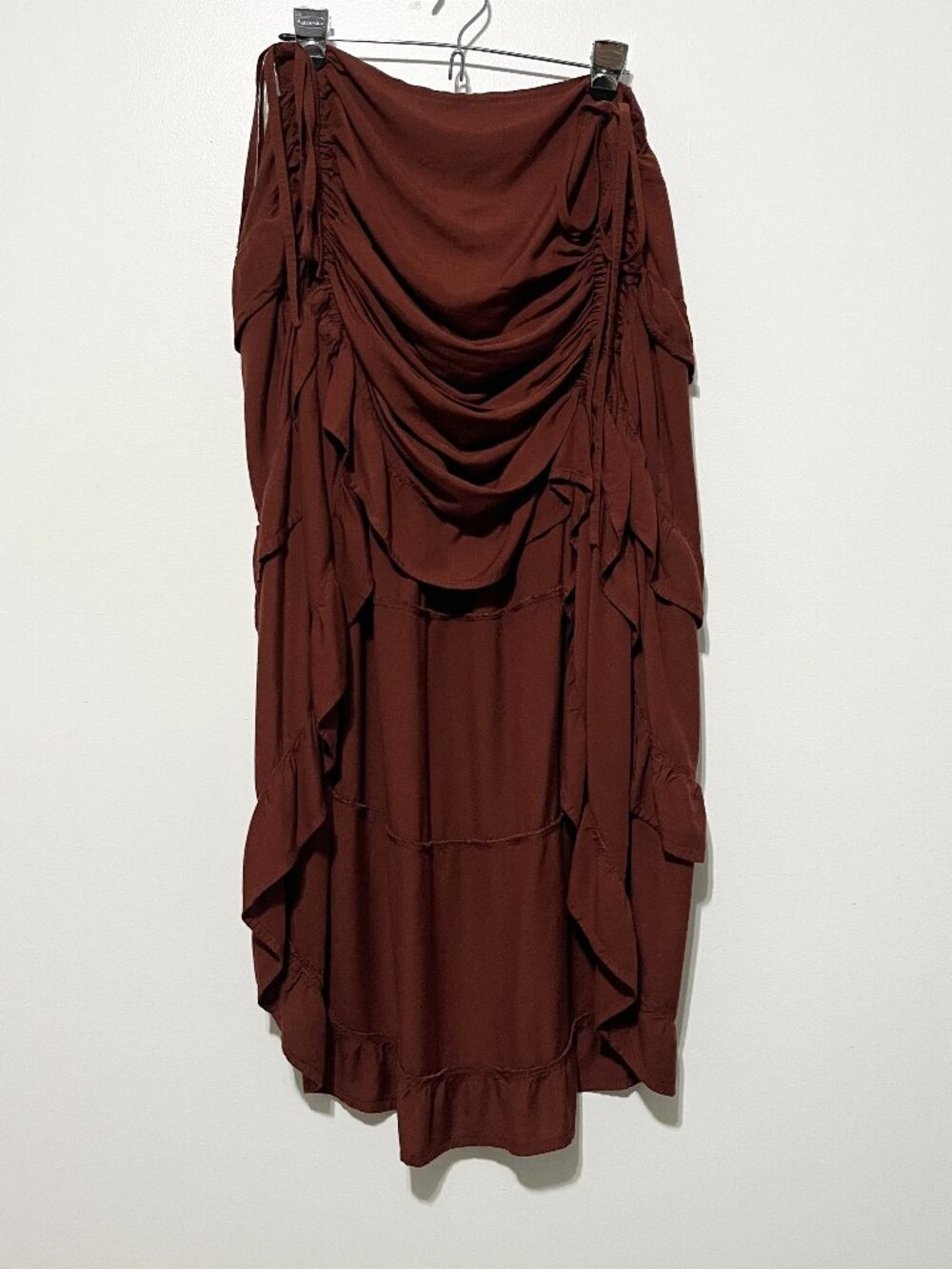 Pirate Dressing Womens High Low Skirt XL Burgundy Steampunk Renfaire Bar Maiden